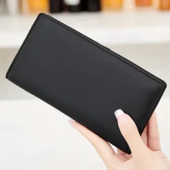 Rfid Blocking Portable Pu Leather Bifold Ultra-thin Long Wallet With Multiple Card Slots Checkbook & Credit Card Holders