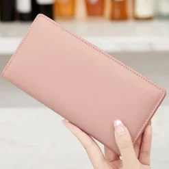 Rfid Blocking Portable Pu Leather Bifold Ultra-thin Long Wallet With Multiple Card Slots Checkbook & Credit Card Holders