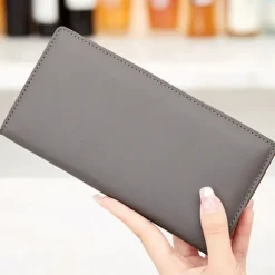 Rfid Blocking Portable Pu Leather Bifold Ultra-thin Long Wallet With Multiple Card Slots Checkbook & Credit Card Holders