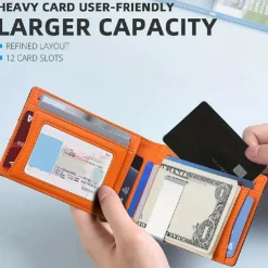 RFID Blocking Wallet Simple Multifunctional Slim Bifold Credit Card Holder Portable Front Pocket Men's Wallet with Money Clip