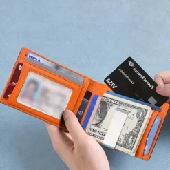 RFID Blocking Wallet Simple Multifunctional Slim Bifold Credit Card Holder Portable Front Pocket Men's Wallet with Money Clip