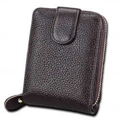 Rfid Credit Card Holder 16 Card Slots Wallet Genuine Leather Driver License ID Card Holder Walet Credit Card Case with Magnetic Shut Single Compartment for Women Men