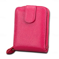 Rfid Credit Card Holder 16 Card Slots Wallet Genuine Leather Driver License ID Card Holder Walet Credit Card Case with Magnetic Shut Single Compartment for Women Men