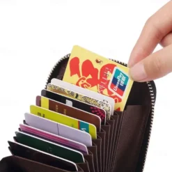 Rfid Credit Card Holder 16 Card Slots Wallet Genuine Leather Driver License ID Card Holder Walet Credit Card Case with Magnetic Shut Single Compartment for Women Men