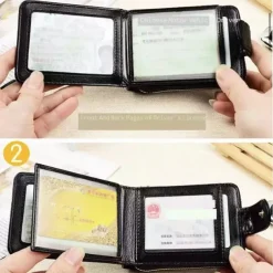 Rfid Credit Card Holder 16 Card Slots Wallet Genuine Leather Driver License ID Card Holder Walet Credit Card Case with Magnetic Shut Single Compartment for Women Men