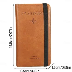 RFID Leather Passport Holder Portable Multi-function Document Package Ultra-thin Passport Credit Card Holder Travel Cover Case