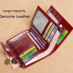 RFID Men Leather Wallet Vintage Luxury Short Slim Male Purses Money Clip Credit