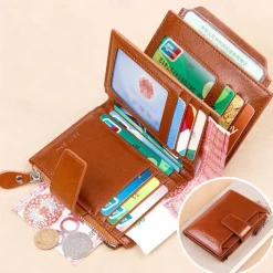 RFID Men Leather Wallet Vintage Luxury Short Slim Male Purses Money Clip Credit