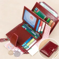 RFID Men Leather Wallet Vintage Luxury Short Slim Male Purses Money Clip Credit