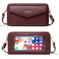 RFID Women Touch Screen Phone Bag Multifunction Purse Card Holder Phone Pocket Small Crossbody for Ladies