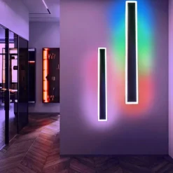 RGB Colorful Dimming Wall Light LED WS2811 IC Wall Lamp with RF Remote Control 15W Acrylic Aluminum Sconce for Living Room Bedroom Hallway Background Decor