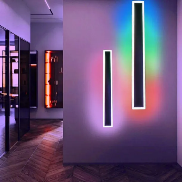 RGB Colorful Dimming Wall Light LED WS2811 IC Wall Lamp with RF Remote Control 15W Acrylic Aluminum Sconce for Living Room Bedroom Hallway Background Decor