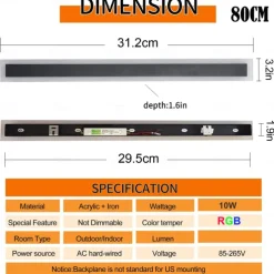 RGB Colorful Dimming Wall Light LED WS2811 IC Wall Lamp with RF Remote Control 15W Acrylic Aluminum Sconce for Living Room Bedroom Hallway Background Decor