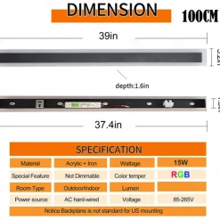 RGB Colorful Dimming Wall Light LED WS2811 IC Wall Lamp with RF Remote Control 15W Acrylic Aluminum Sconce for Living Room Bedroom Hallway Background Decor