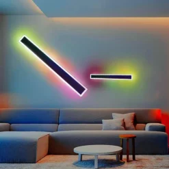 RGB Colorful Dimming Wall Light LED WS2811 IC Wall Lamp with RF Remote Control 15W Acrylic Aluminum Sconce for Living Room Bedroom Hallway Background Decor