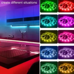 RGB LED Strip Lights Kit 10-40 Meter(32.8-130FT) Flexible LED Light Strips 5050 RGB SMD LEDs IR 44 Key Controller with Installation Package and 12V Adapter Kit
