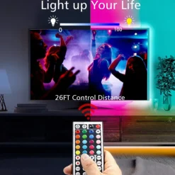 RGB LED Strip Lights Kit 10-40 Meter(32.8-130FT) Flexible LED Light Strips 5050 RGB SMD LEDs IR 44 Key Controller with Installation Package and 12V Adapter Kit