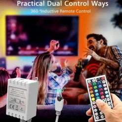 RGB LED Strip Lights Kit 10-40 Meter(32.8-130FT) Flexible LED Light Strips 5050 RGB SMD LEDs IR 44 Key Controller with Installation Package and 12V Adapter Kit