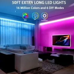 RGB LED Strip Lights Kit 10-40 Meter(32.8-130FT) Flexible LED Light Strips 5050 RGB SMD LEDs IR 44 Key Controller with Installation Package and 12V Adapter Kit