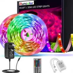 RGB LED Strip Lights Kit 10-40 Meter(32.8-130FT) Flexible LED Light Strips 5050 RGB SMD LEDs IR 44 Key Controller with Installation Package and 12V Adapter Kit