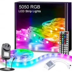 RGB LED Strip Lights Kit 10-40 Meter(32.8-130FT) Flexible LED Light Strips 5050 RGB SMD LEDs IR 44 Key Controller with Installation Package and 12V Adapter Kit
