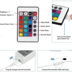 RGB LED Strip Lights Kit, High Brightness 7m 3.5m Strip Lights without Voltage Drop, Samrt WIFI or Bluetooth Controller Music Synchronization Control APP Control Suitable for Family Atmosphere Festivals Music Party