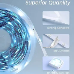 RGB LED Strip Lights Kit, High Brightness 7m 3.5m Strip Lights without Voltage Drop, Samrt WIFI or Bluetooth Controller Music Synchronization Control APP Control Suitable for Family Atmosphere Festivals Music Party