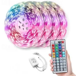 RGB LED Strip Lights Set Dimmable 20m 65.6ft Tiktok Lights 600 LEDs 5050 SMD 10mm Remote Control RC Cuttable Linkable Suitable for Vehicles Self-adhesive Color-Changing IP44