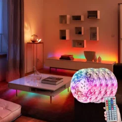 RGB LED Strip Lights Set Dimmable 20m 65.6ft Tiktok Lights 600 LEDs 5050 SMD 10mm Remote Control RC Cuttable Linkable Suitable for Vehicles Self-adhesive Color-Changing IP44