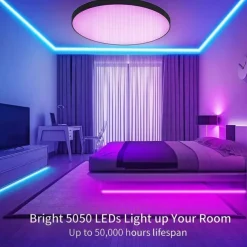 RGB LED Strip Lights Set Dimmable 20m 65.6ft Tiktok Lights 600 LEDs 5050 SMD 10mm Remote Control RC Cuttable Linkable Suitable for Vehicles Self-adhesive Color-Changing IP44