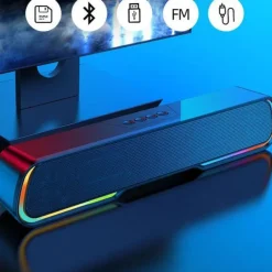 RGB Light Wireless Bluetooth Soundbar Hi-Fi Stereo Speaker Upgraded Version Of High Sound Quality For SmartPhone/Tablet/Computer TVHome Theater TV Strong Bass Sound Bar With Remote Control