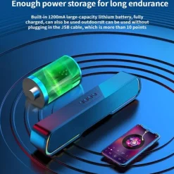 RGB Light Wireless Bluetooth Soundbar Hi-Fi Stereo Speaker Upgraded Version Of High Sound Quality For SmartPhone/Tablet/Computer TVHome Theater TV Strong Bass Sound Bar With Remote Control