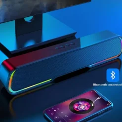 RGB Light Wireless Bluetooth Soundbar Hi-Fi Stereo Speaker Upgraded Version Of High Sound Quality For SmartPhone/Tablet/Computer TVHome Theater TV Strong Bass Sound Bar With Remote Control