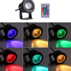 RGB Outdoor Submersible Lights Spotlight for Pond 10W Underwater Lights Waterproof Decorative for Swimming Pool Courtyard Garden 12V
