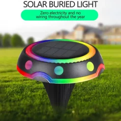 RGB Solar Buried Lamp No Wiring Required Automatic Lighting Energy-saving Easy Installation Solar LED Light Outdoor Lawn Lamp Pathway Decor Garden Supplies
