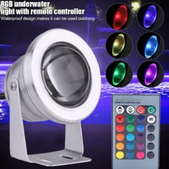 RGB Underwater LED Lights 10W 12V Pond Spotlight with Remote Control – Dimmable IP67 Waterproof Landscape Spot Lights for Yard, Patio and Swimming Pool