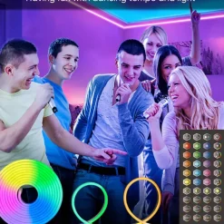 RGB Waterproof LED Flexible Neon Rope Strip Light app Music Sync Work with Alexa Google Assistant for party Décor 3~10m 9.8~32.8ft DC12V