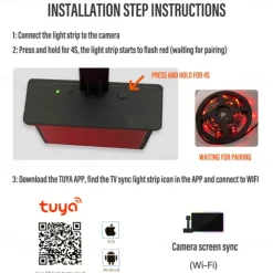 RGBIC LED Light Strip Camera TV Screen Synchronization WiFi APP Music Synchronization Game Bedroom TV Background Ambient Light Shustar