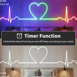 RGBIC LED Neon Rope Light,1.6-16FT USB 5V Color Changing Strip Light with APP & Music Control, IP65 Waterproof for Bedroom & Party Decor 1PC