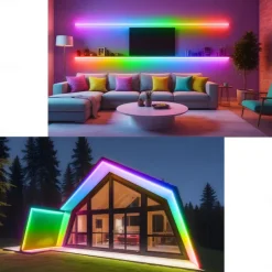 RGBIC LED Neon Rope Light,1.6-16FT USB 5V Color Changing Strip Light with APP & Music Control, IP65 Waterproof for Bedroom & Party Decor 1PC