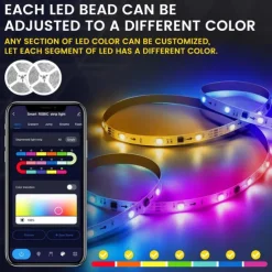 RGBIC LED Strip Compatible with Alexa Google Home Color Changing LED Light Music Sync TUYA WiFi for Bedroom Ceiling Playroom Shustar