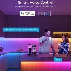 RGBIC LED Strip Compatible with Alexa Google Home Color Changing LED Light Music Sync TUYA WiFi for Bedroom Ceiling Playroom Shustar