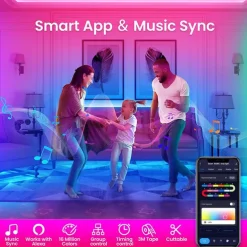 RGBIC LED Strip Compatible with Alexa Google Home Color Changing LED Light Music Sync TUYA WiFi for Bedroom Ceiling Playroom Shustar