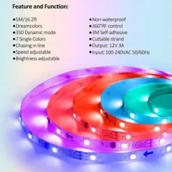 RGBIC Strip Light 5M 10M LED Light Strip 150-300 LEDs 16 Million Dream Color Changing Home Outdoor Decoration Waterproof Christmas