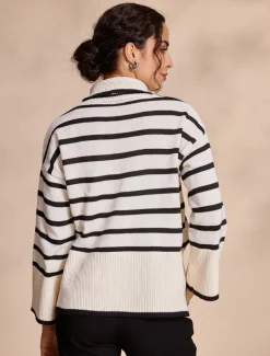 Ribbed Knit Bell Sleeve Turtle Neck Sweater