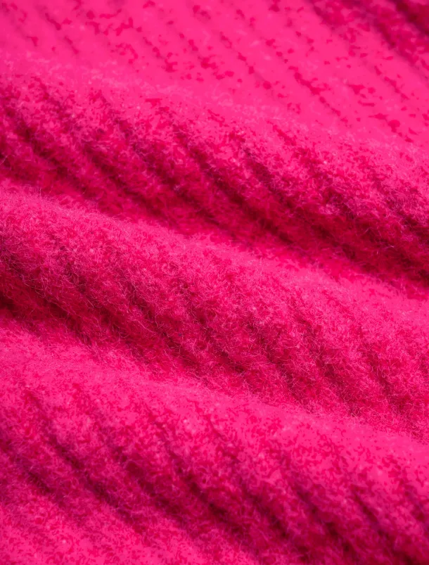 Ribbed Knit Wool Blend Drop Shoulder Cardigan