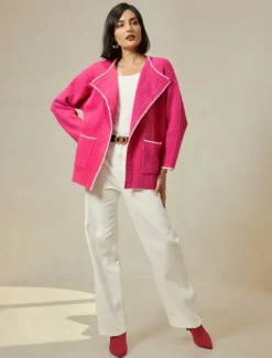 Ribbed Knit Wool Blend Drop Shoulder Cardigan