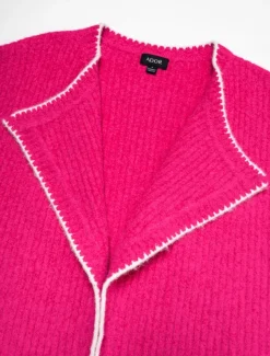 Ribbed Knit Wool Blend Drop Shoulder Cardigan