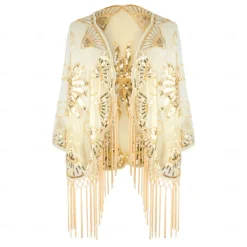 Roaring 20s 1920s Cocktail Dress Cape Wrap Shawls The Great Gatsby Wedding Guest Sequins Tassel Fringe Fancy Dress Women's Halloween Carnival Masquerade Wedding Wedding Guest Event / Party Adults'