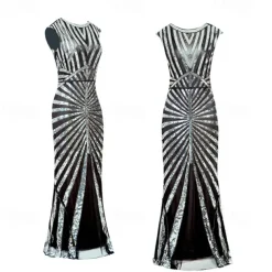Roaring 20s 1920s Cocktail Dress Flapper Dress Dress Outfits The Great Gatsby Wedding Guest Sequin V Neck Fancy Dress Women's Christmas Halloween New Year Party Masquerade Wedding Reception Adults' 1